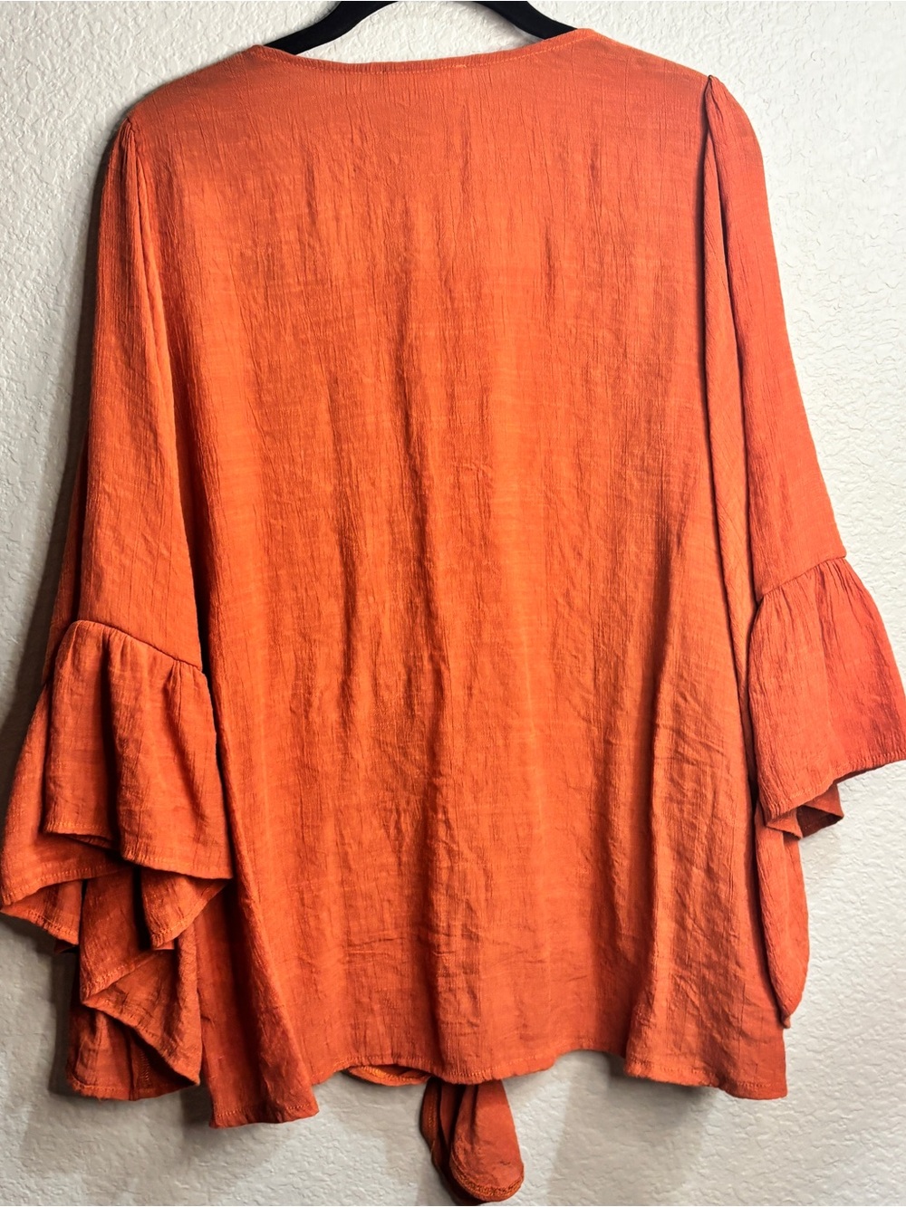 entro Rust Floral Embroidered Tie-Front Blouse - Picture 4 of 4